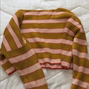 FREE PEOPLE Just My Stripe Cropped Sweater